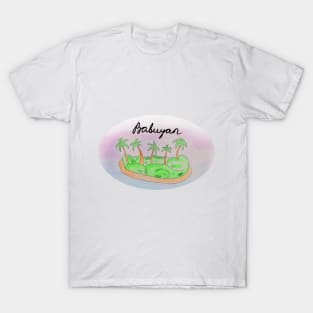 Babuyan watercolor Island travel, beach, sea and palm trees. Holidays and rest, summer and relaxation T-Shirt